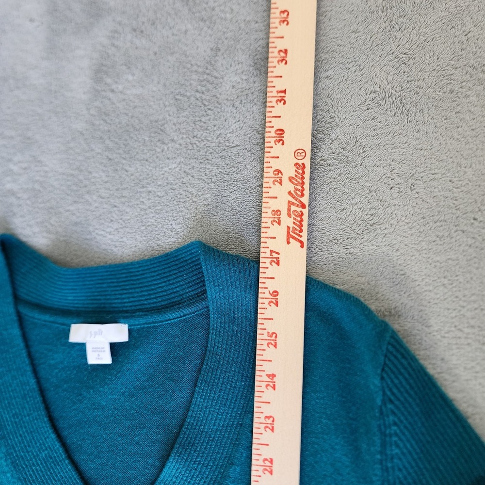 J Jill Top Women's Size Small Tall V Neck Sweater Pullover Teal Blue Minimalist - Picture 7 of 8